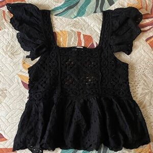 Black mesh/crochet top